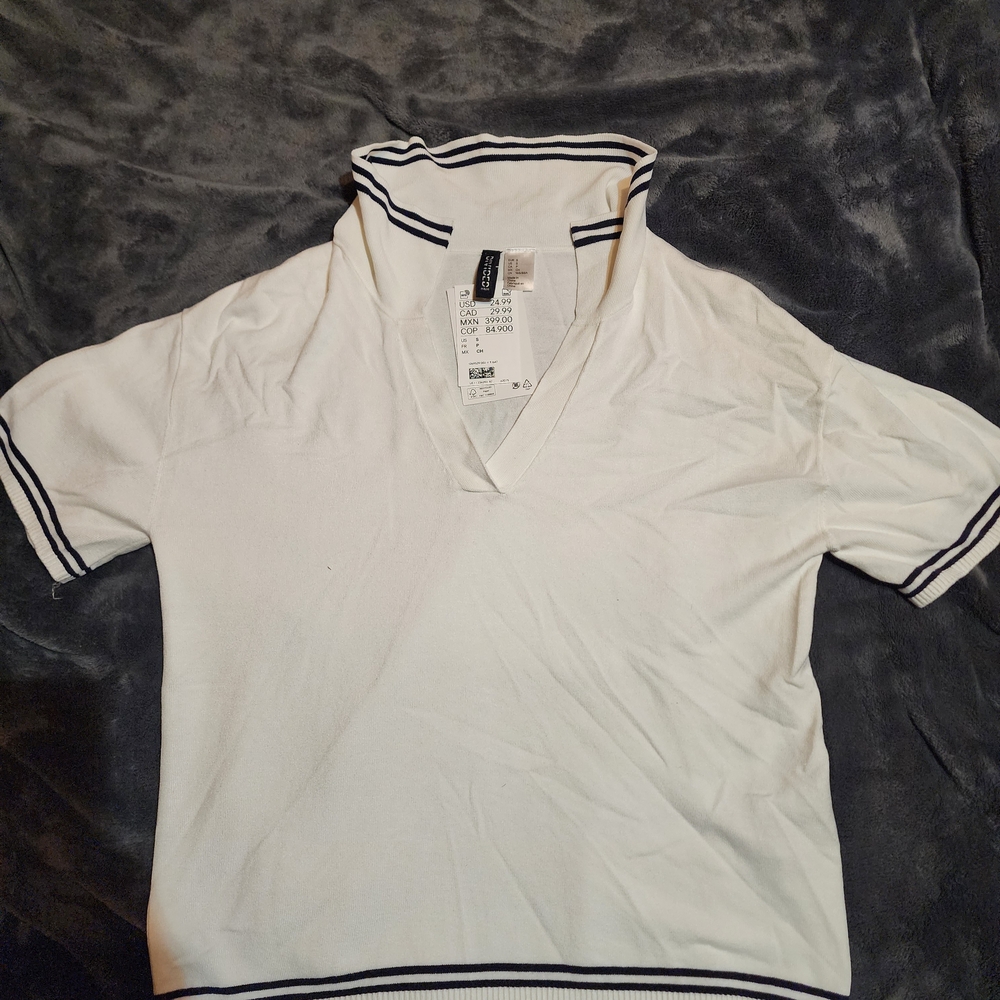 H&M White Shirt with Black Accents